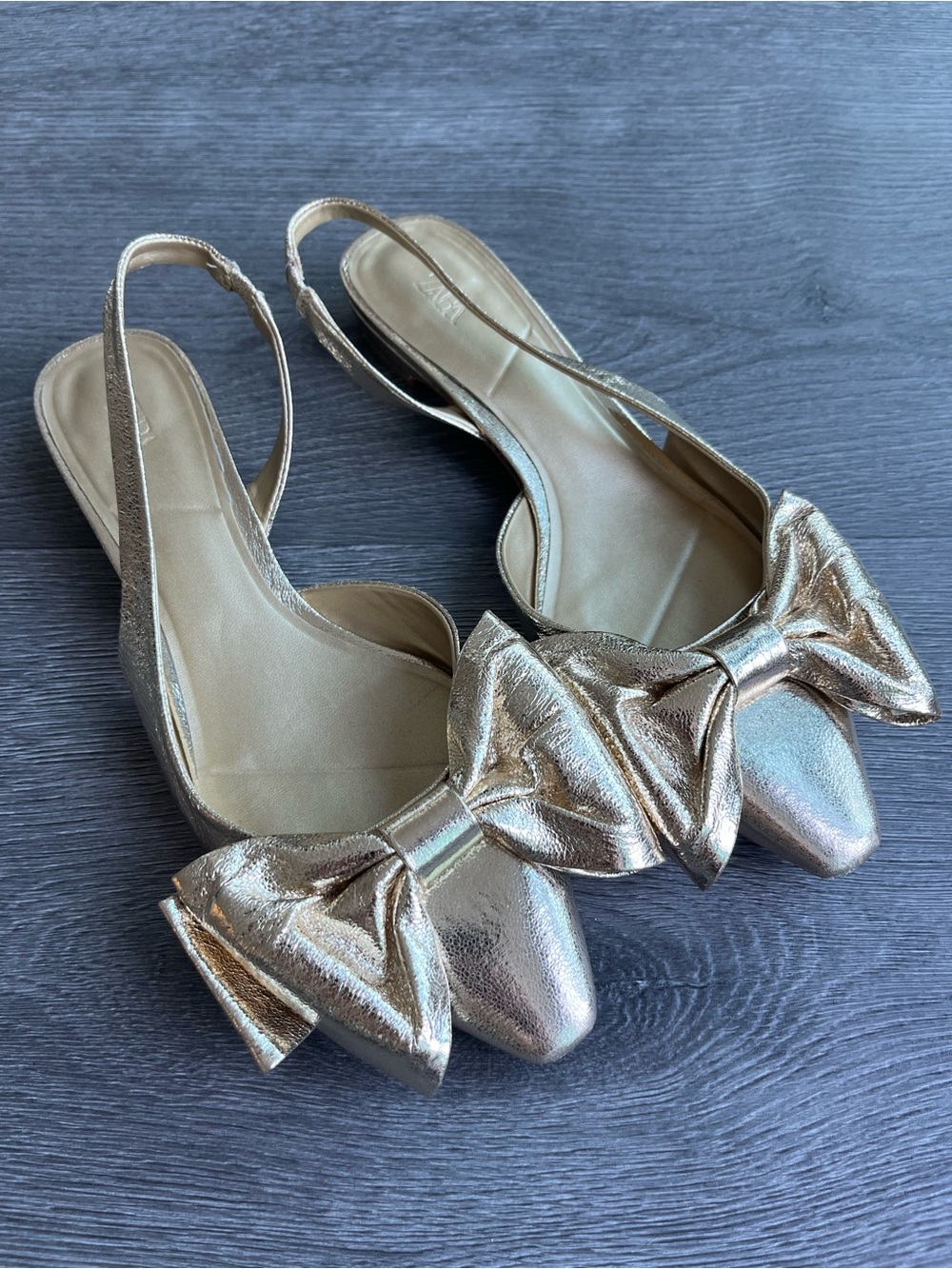 Zara Metallic Gold Flat Slingback